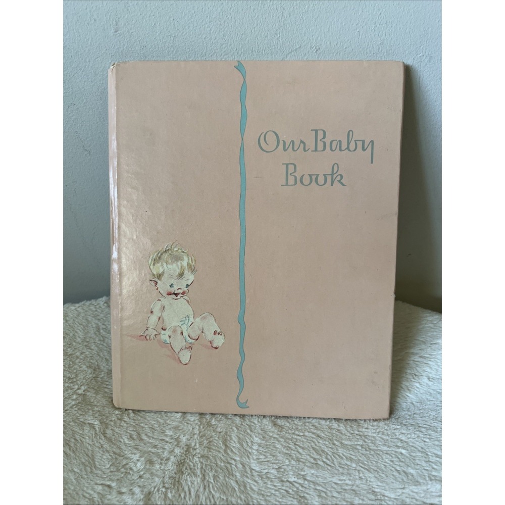 Vintage Our Baby Book Unused Blank Pink Adorable Pictures Retro